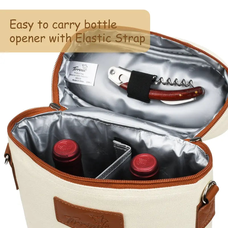 Tirrinia 2 Bottle Wine Carrier for Picnic