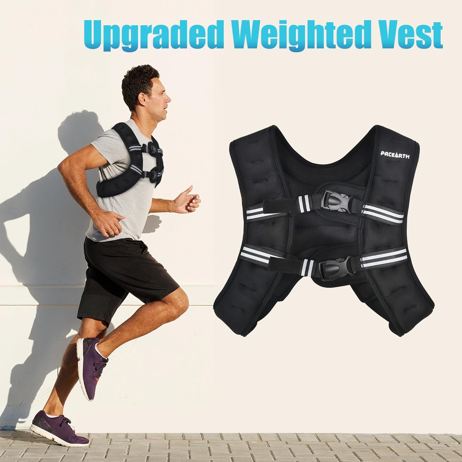 Weighted Vest, 6Lb/12Lb/16Lb/20Lb/25Lb/30Lb Weight Vest with Reflective Stripe, Body Weight Vests Adjustable for Men, Women Workout, Strength Training, Running, Walking, Jogging